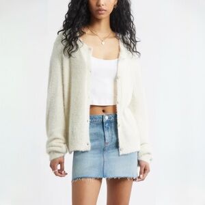 Free People FP Beach Urban Outfitters Cream Knit Cardigan Sweater in Large